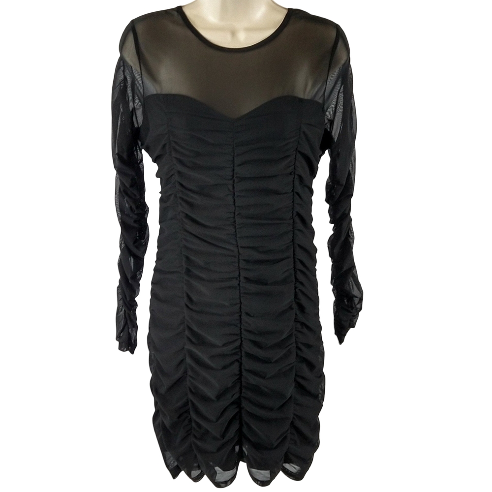 Social Tourist Black Ruched Long Sleeve Dress